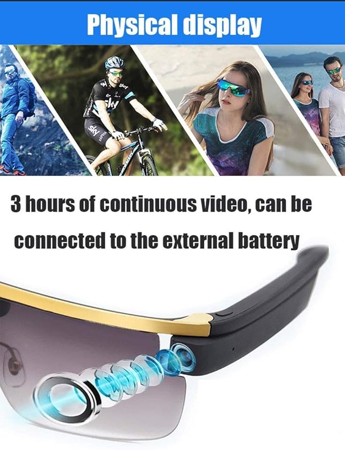 Gafas inteligentes HD Video deportivo al aire libre Cámara de grabación