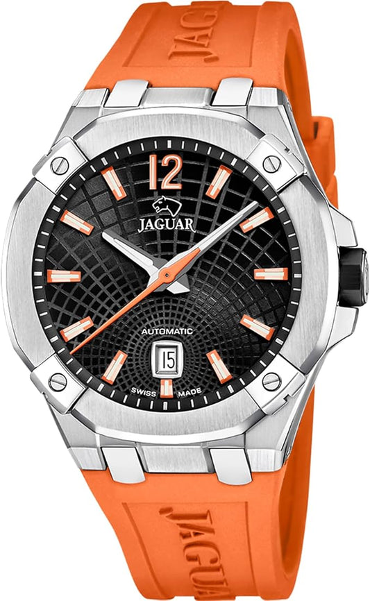 Reloj Automático Hombre de Caucho Naranja Reloj Analógico