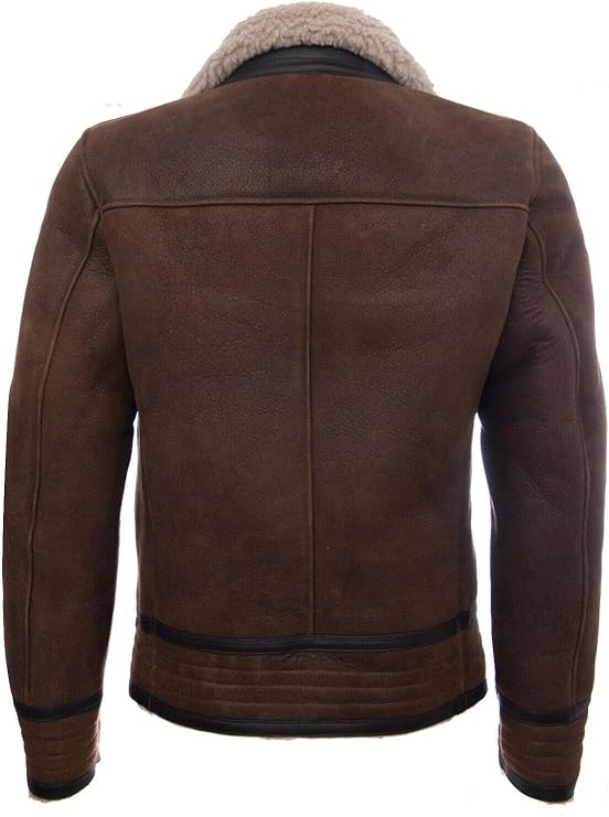 Chaqueta de Cuero Marrón Estilo Motorista de Autentica Piel de Oveja