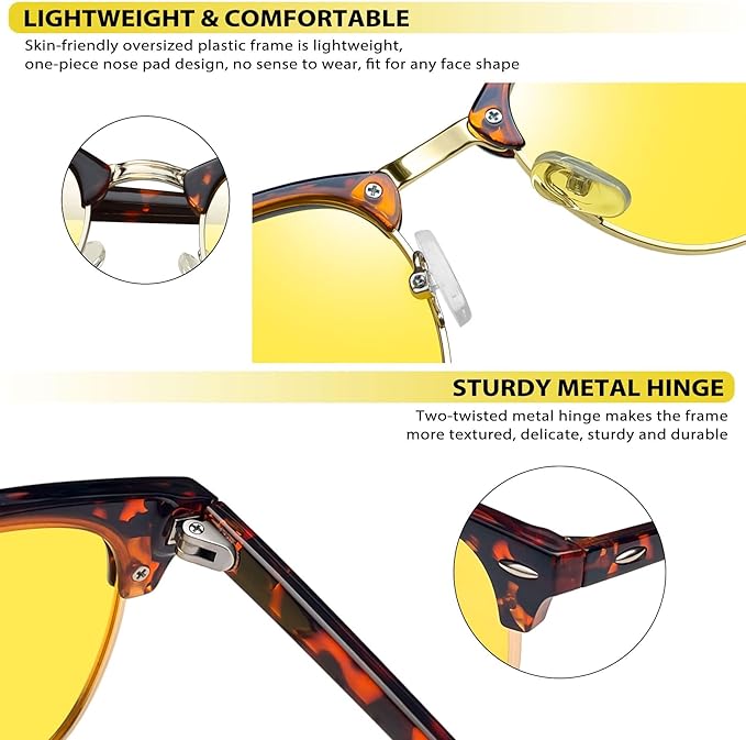 Gafas de Sol Hombre y Mujer Medio Marco Cuadradas Clásicas