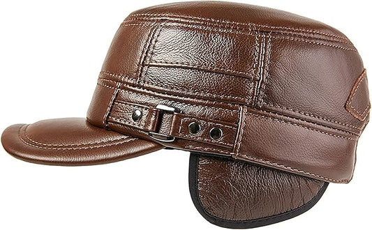 Sombreros Cuero Ajustables Vintage, Gorra Deportiva con Orejeras al Aire Libre