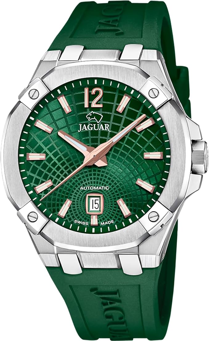 Reloj Automático Hombre de Caucho Verde Reloj Analógico Hombre