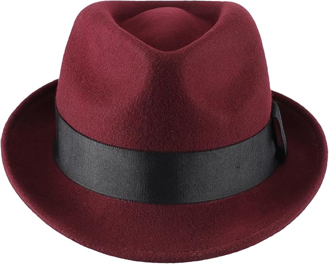 Sombrero de invierno de fieltro de lana para hombre de ala corta