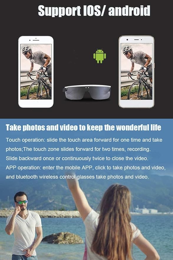 Gafas inteligentes HD Video deportivo al aire libre Cámara de grabación