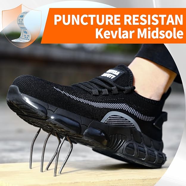 Zapato de tenis, zapatos de seguridad, cómodos tenis con puntera de acero