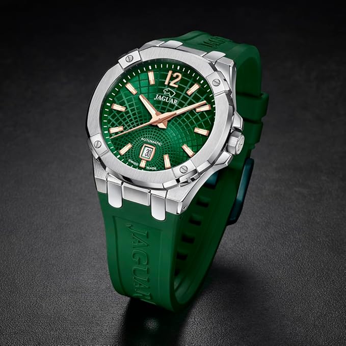 Reloj Automático Hombre de Caucho Verde Reloj Analógico Hombre