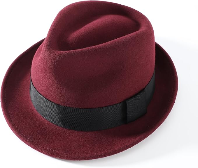 Sombrero de invierno de fieltro de lana para hombre de ala corta