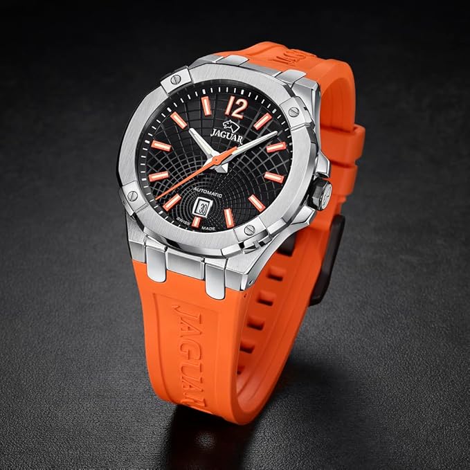 Reloj Automático Hombre de Caucho Naranja Reloj Analógico