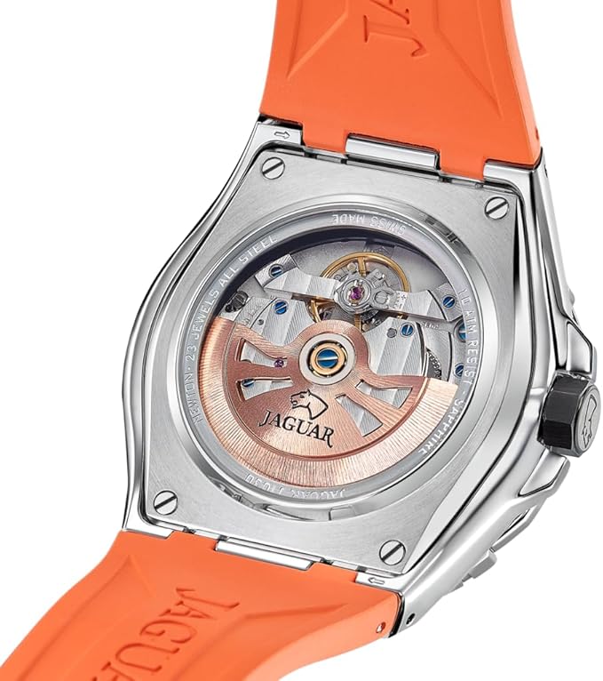 Reloj Automático Hombre de Caucho Naranja Reloj Analógico