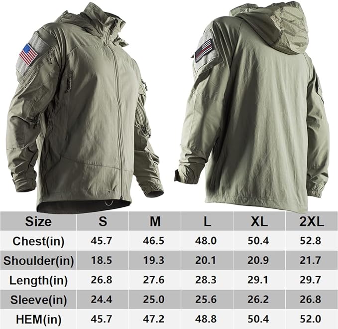 Chaqueta táctica, de tejido softshell, ligeras, de nailon resistente, PCU LVL5