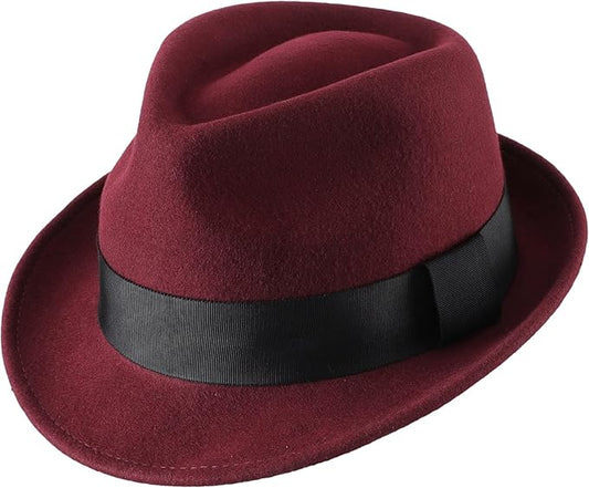 Sombrero de invierno de fieltro de lana para hombre de ala corta